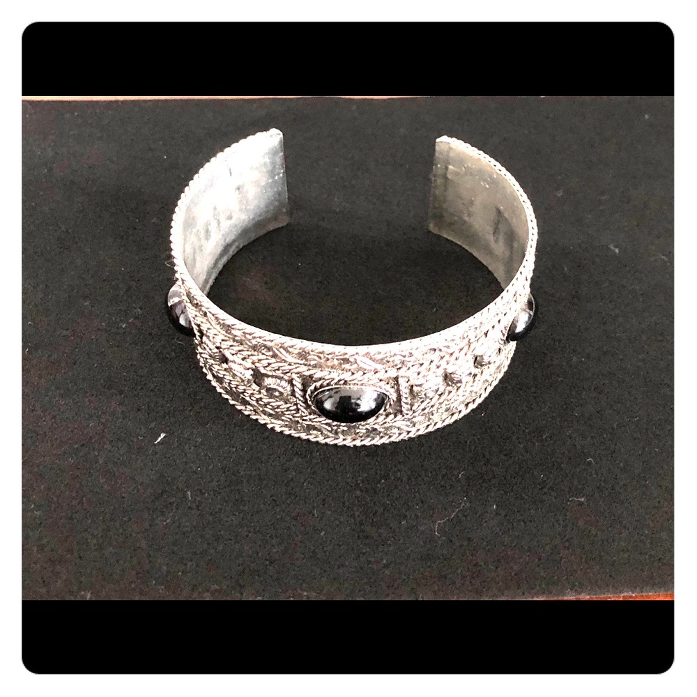 Silver and Black Tribal Cuff